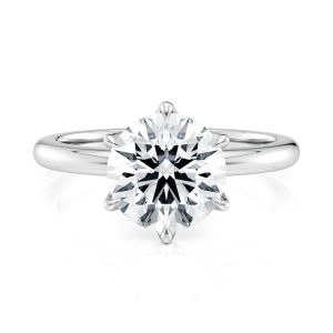 14K White Gold 6 Prong Tulip Solitaire engagement ring
