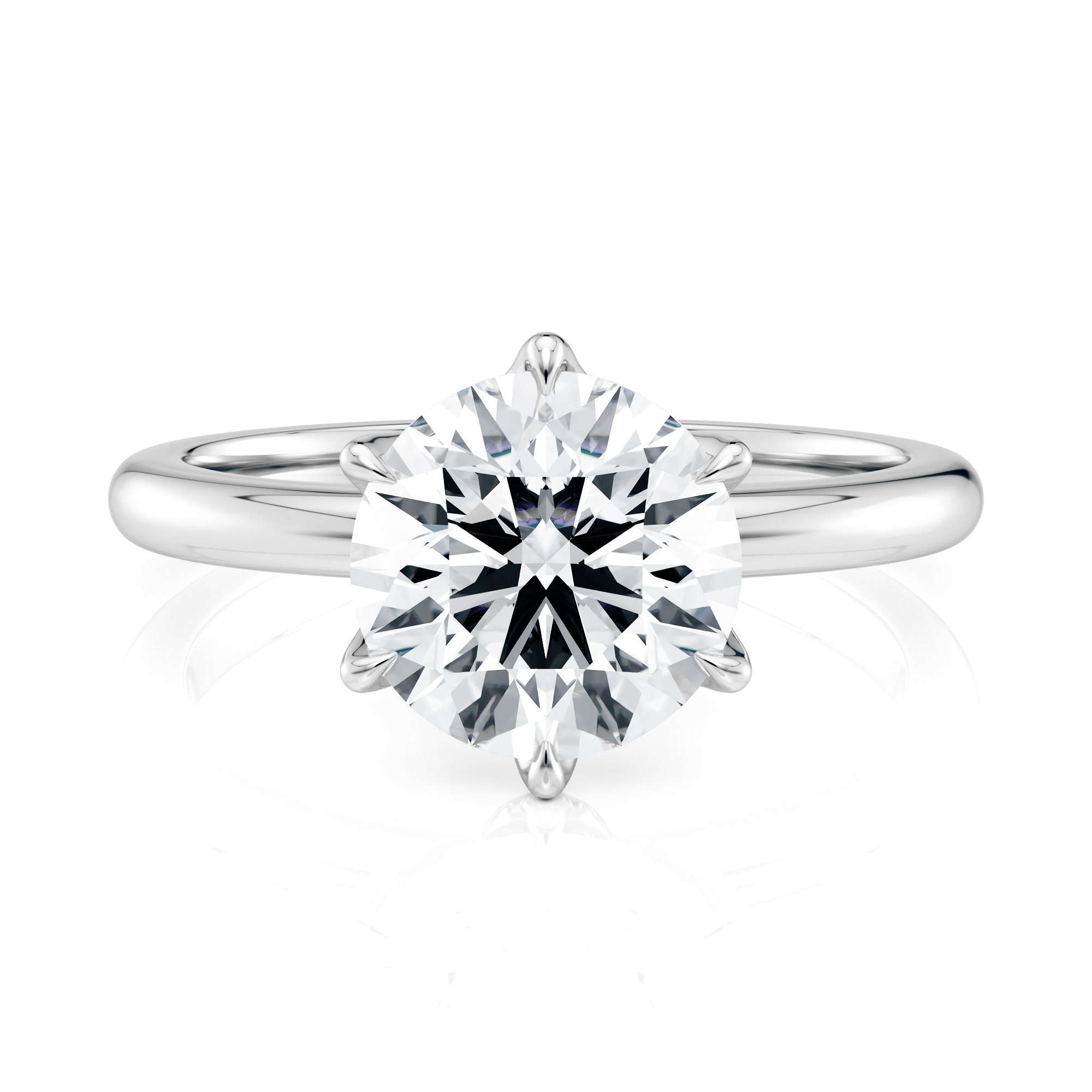 14K White Gold 6 Prong Tulip Solitaire engagement ring