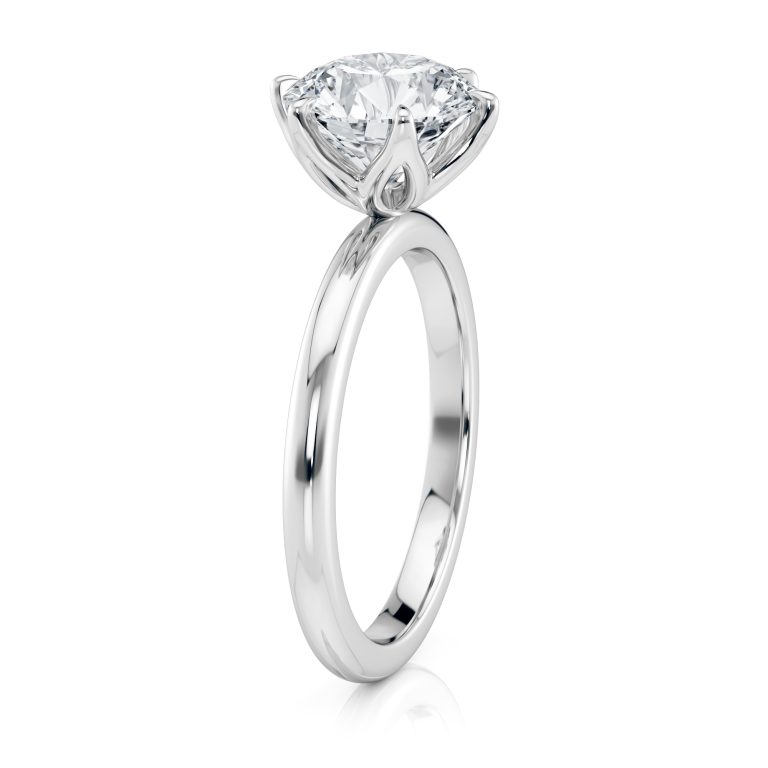 platinum 6 prong tulip solitaire engagement ring with round shape diamond