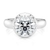 18k white gold bold 6 prong ring with round shape diamond
