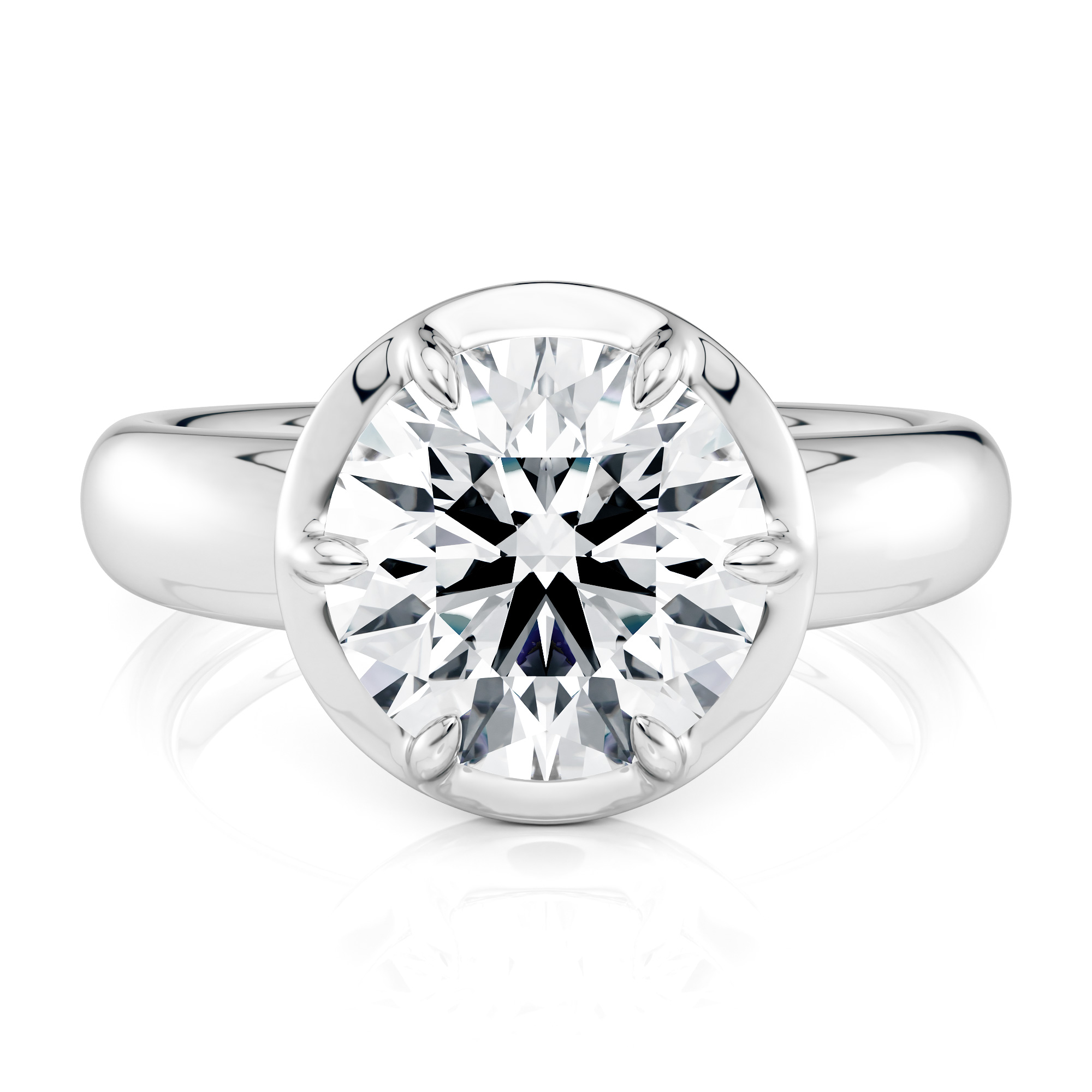 14K White Gold Bold 6 Prong Ring