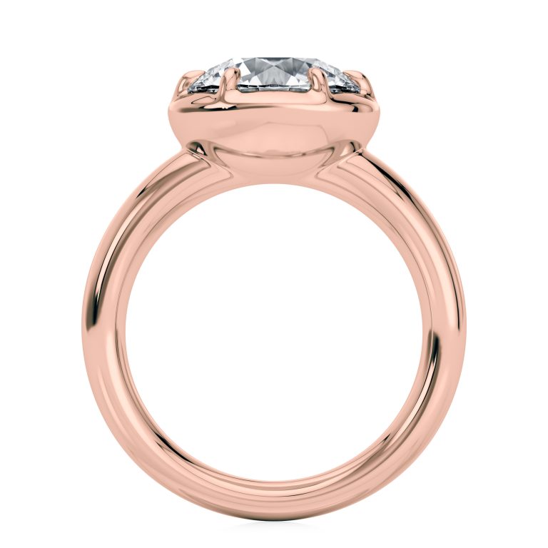 14k rose gold bold 6 prong ring with round shape diamond