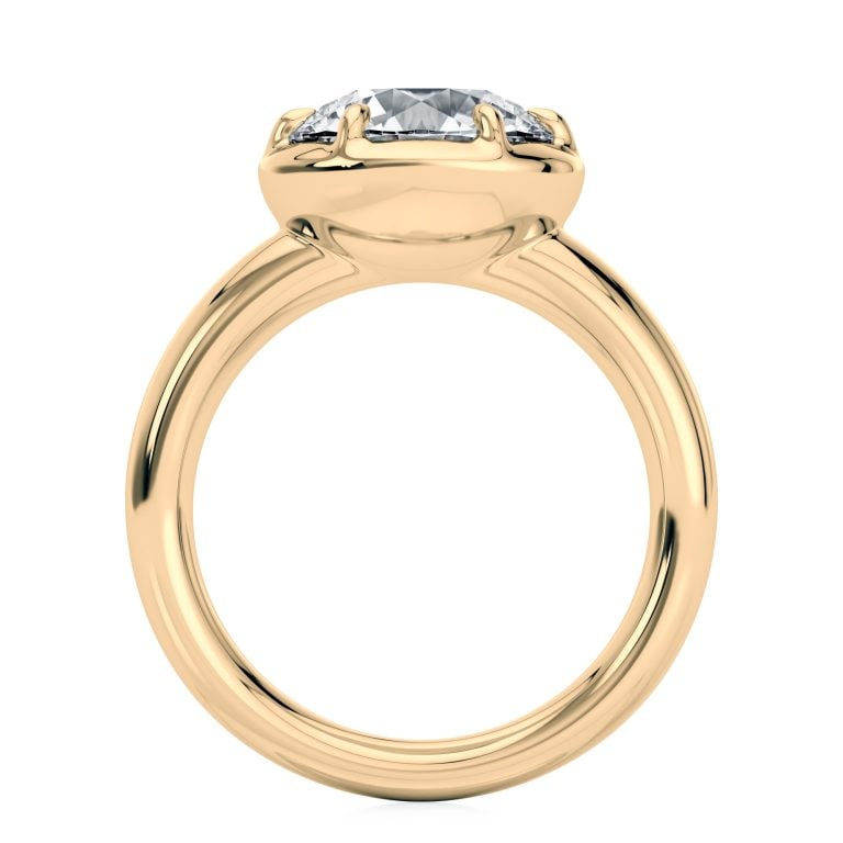 14k yellow gold bold 6 prong ring with round shape diamond