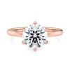 14k rose gold 6 prong tulip solitaire engagement ring with round shape diamond