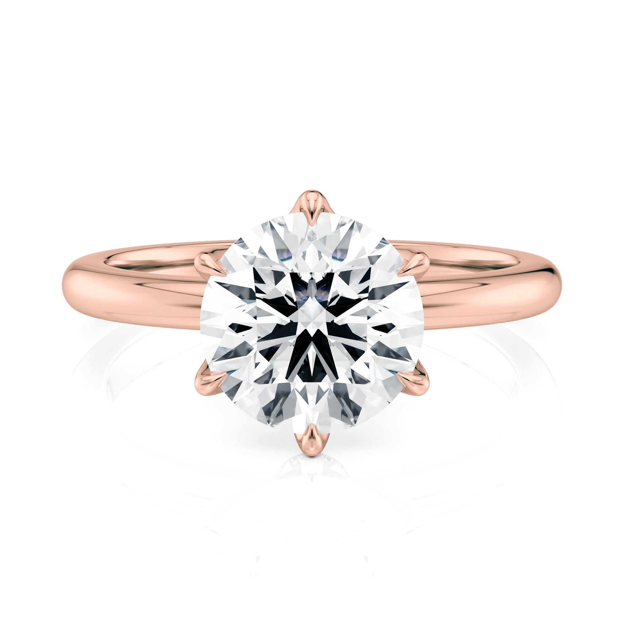14K Rose Gold 6 Prong Tulip Solitaire engagement ring