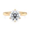 18k yellow gold 6 prong tulip solitaire engagement ring with round shape diamond
