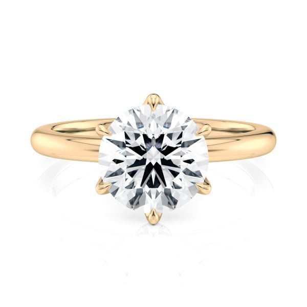 14K Yellow Gold 6 Prong Tulip Solitaire engagement ring