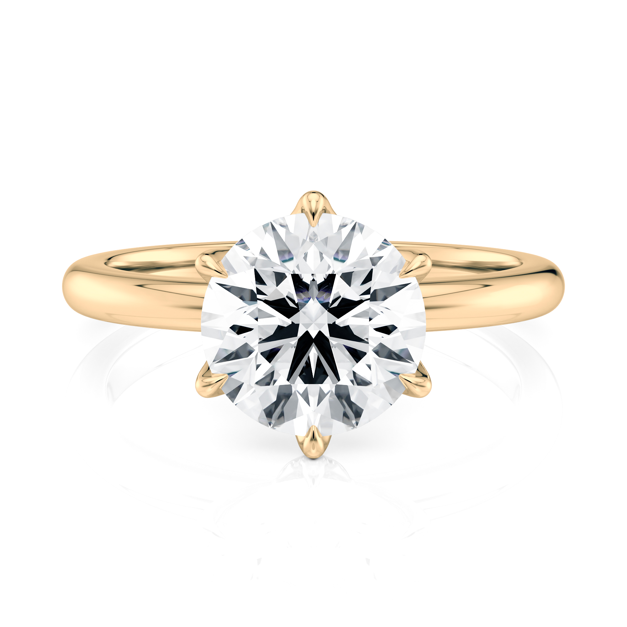 18K Yellow Gold 6 Prong Tulip Solitaire engagement ring