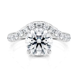 Platinum Waves Pave engagement ring
