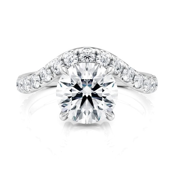 18K White Gold Waves Pave engagement ring