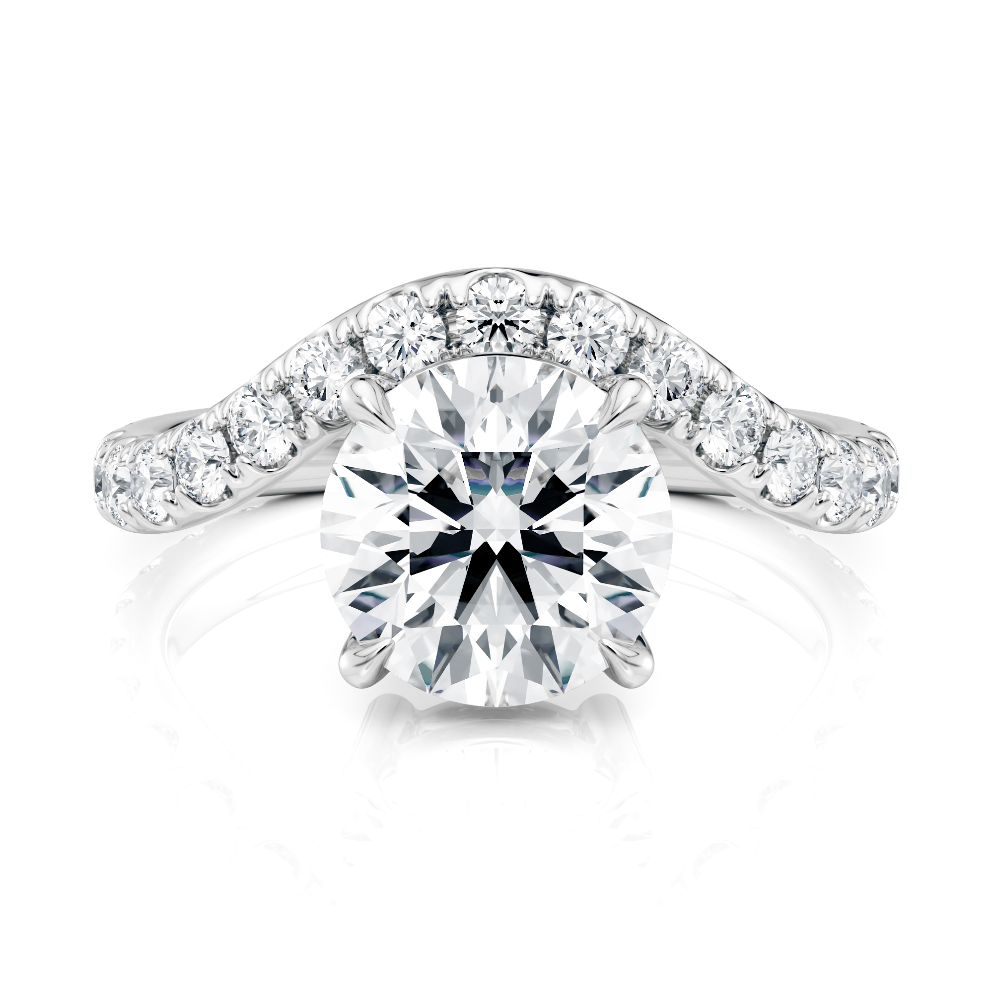 Platinum Waves Pave engagement ring