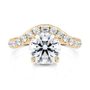 18K Yellow Gold Waves Pave engagement ring
