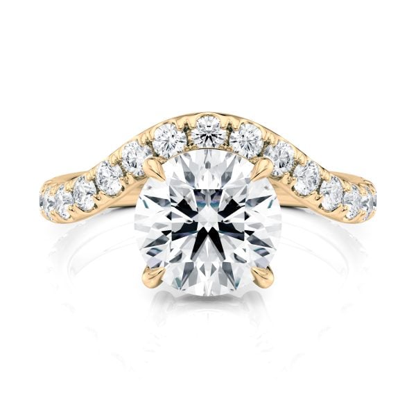 14K Yellow Gold Waves Pave engagement ring