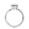 14k white gold natural waves pave engagement ring with round shape diamond