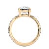 14k yellow gold lab waves pave engagement ring with round shape diamond