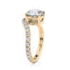 14k yellow gold lab waves pave engagement ring with round shape diamond