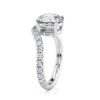 14k white gold natural waves pave engagement ring with round shape diamond
