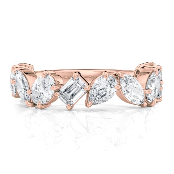 14k Rose Gold Mixed-Shape Diamond Band