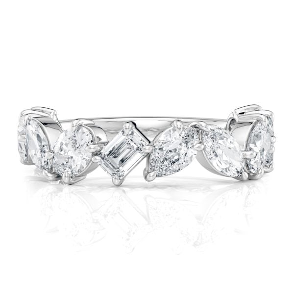 18k White Gold Mixed-Shape Diamond Band