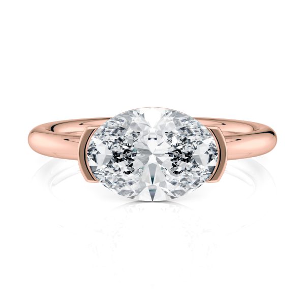 14K Rose Gold East-West Half Bezel Solitaire Engagement Ring
