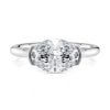 18k white gold east-west half bezel solitaire engagement ring with oval shape diamond