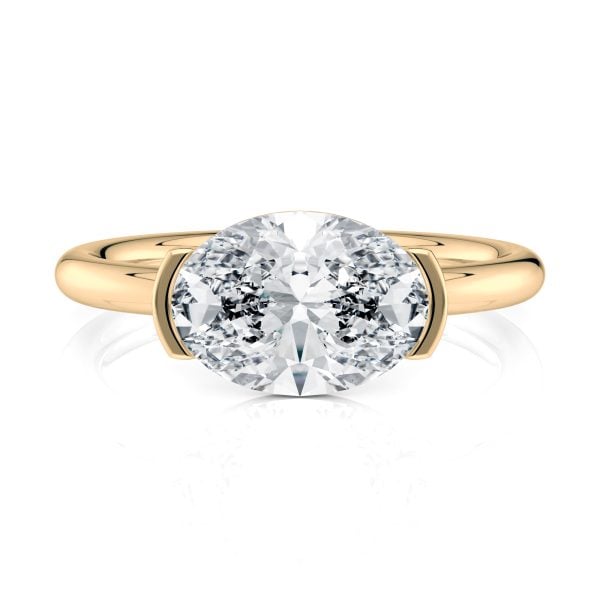 14K Yellow Gold East-West Half Bezel Solitaire Engagement Ring