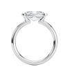 18k white gold east-west half bezel solitaire engagement ring with oval shape diamond