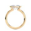 18k yellow gold east-west half bezel solitaire engagement ring with oval shape diamond