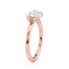 14k rose gold east-west half bezel solitaire engagement ring with oval shape diamond