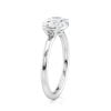 18k white gold east-west half bezel solitaire engagement ring with oval shape diamond