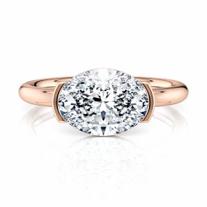 14K Rose Gold East-West Half Bezel Solitaire Engagement Ring