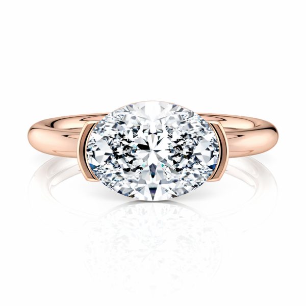 14K Rose Gold East-West Half Bezel Solitaire Engagement Ring