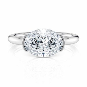 Platinum East-West Half Bezel Solitaire Engagement Ring