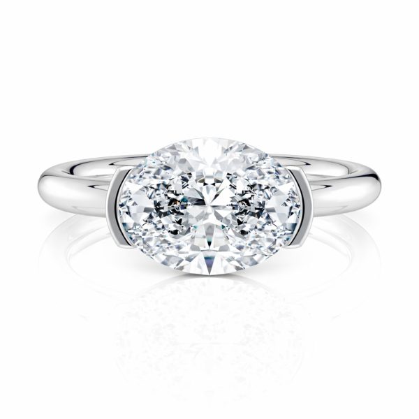 14K White Gold East-West Half Bezel Solitaire Engagement Ring
