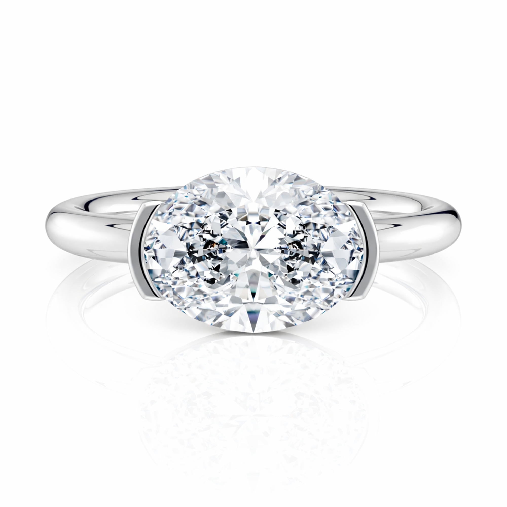 Platinum East-West Half Bezel Solitaire Engagement Ring