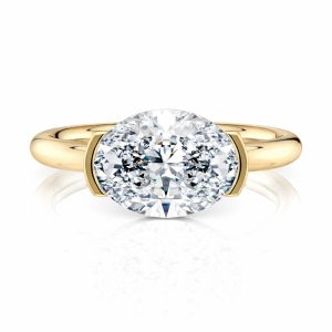 14K Yellow Gold East-West Half Bezel Solitaire Engagement Ring