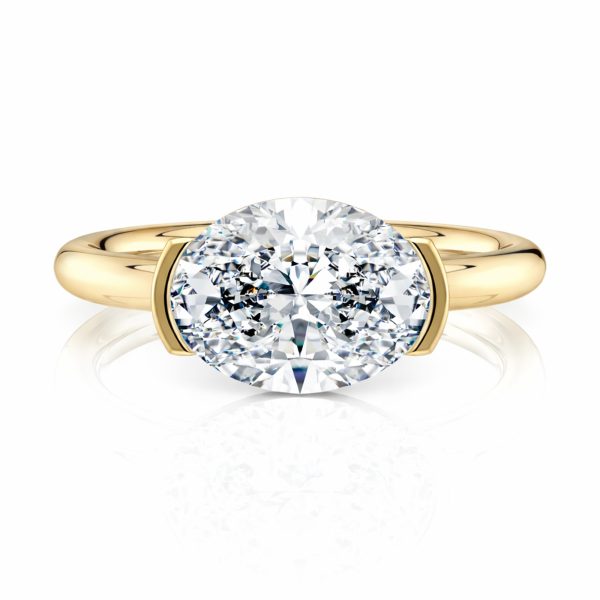 14K Yellow Gold East-West Half Bezel Solitaire Engagement Ring
