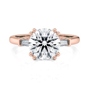14k Rose Cathedral Baguette Diamond Engagement Ring