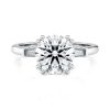 18k white cathedral baguette lab diamond engagement ring with round shape diamond