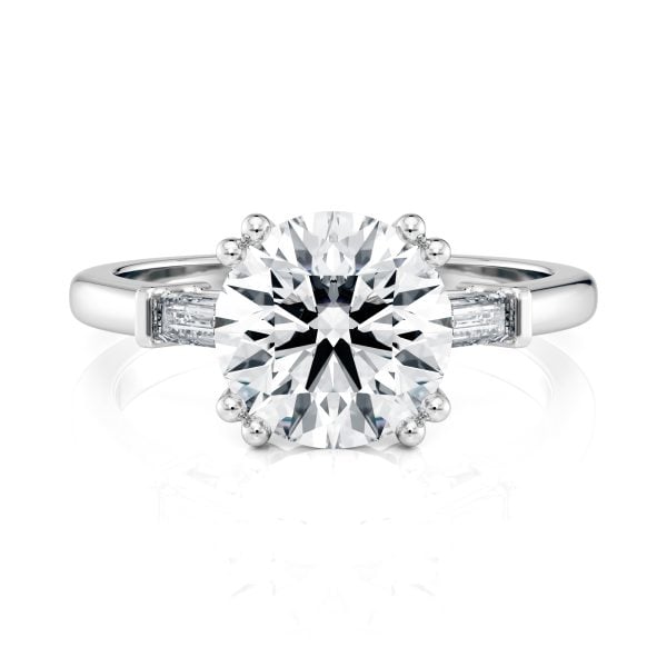18k White Cathedral Baguette Diamond Engagement Ring