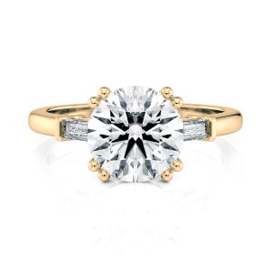 14k Yellow Cathedral Baguette Diamond Engagement Ring