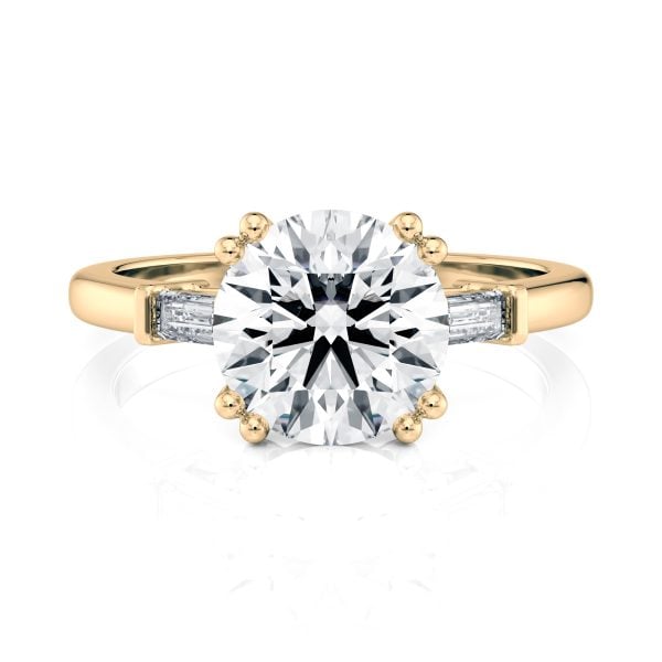 18k Yellow Cathedral Baguette Diamond Engagement Ring