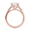 14k rose cathedral baguette lab diamond engagement ring with round shape diamond