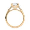 14k yellow cathedral baguette lab diamond engagement ring with round shape diamond