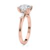 14k rose cathedral baguette lab diamond engagement ring with round shape diamond