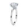 18k white cathedral baguette lab diamond engagement ring with round shape diamond