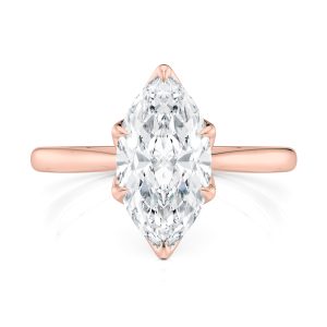 14K Rose Gold Cathedral Tulip Marquise Solitaire