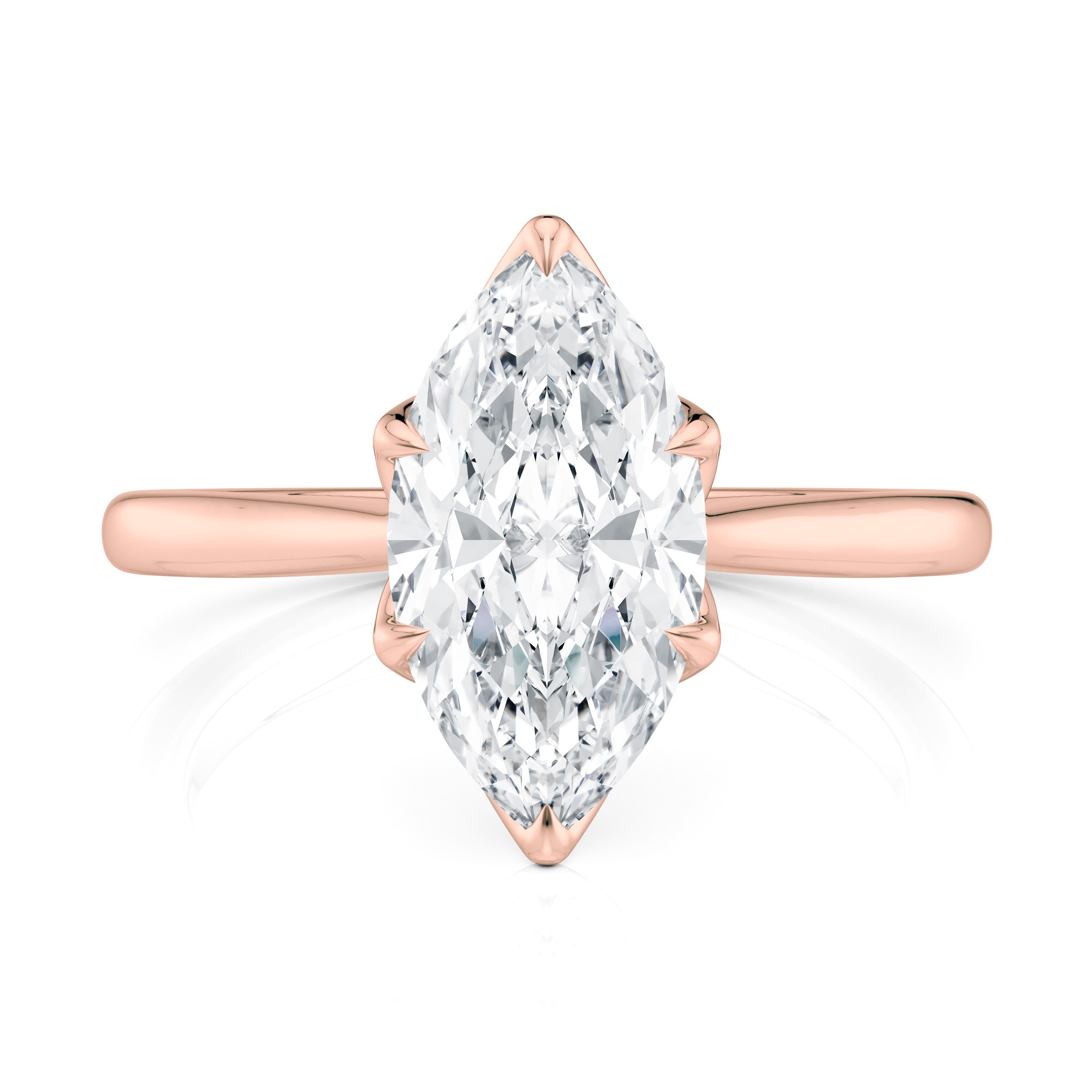 14K Rose Gold Cathedral Tulip Marquise Solitaire