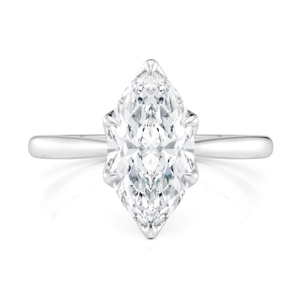 18K White Gold Cathedral Tulip Marquise Solitaire