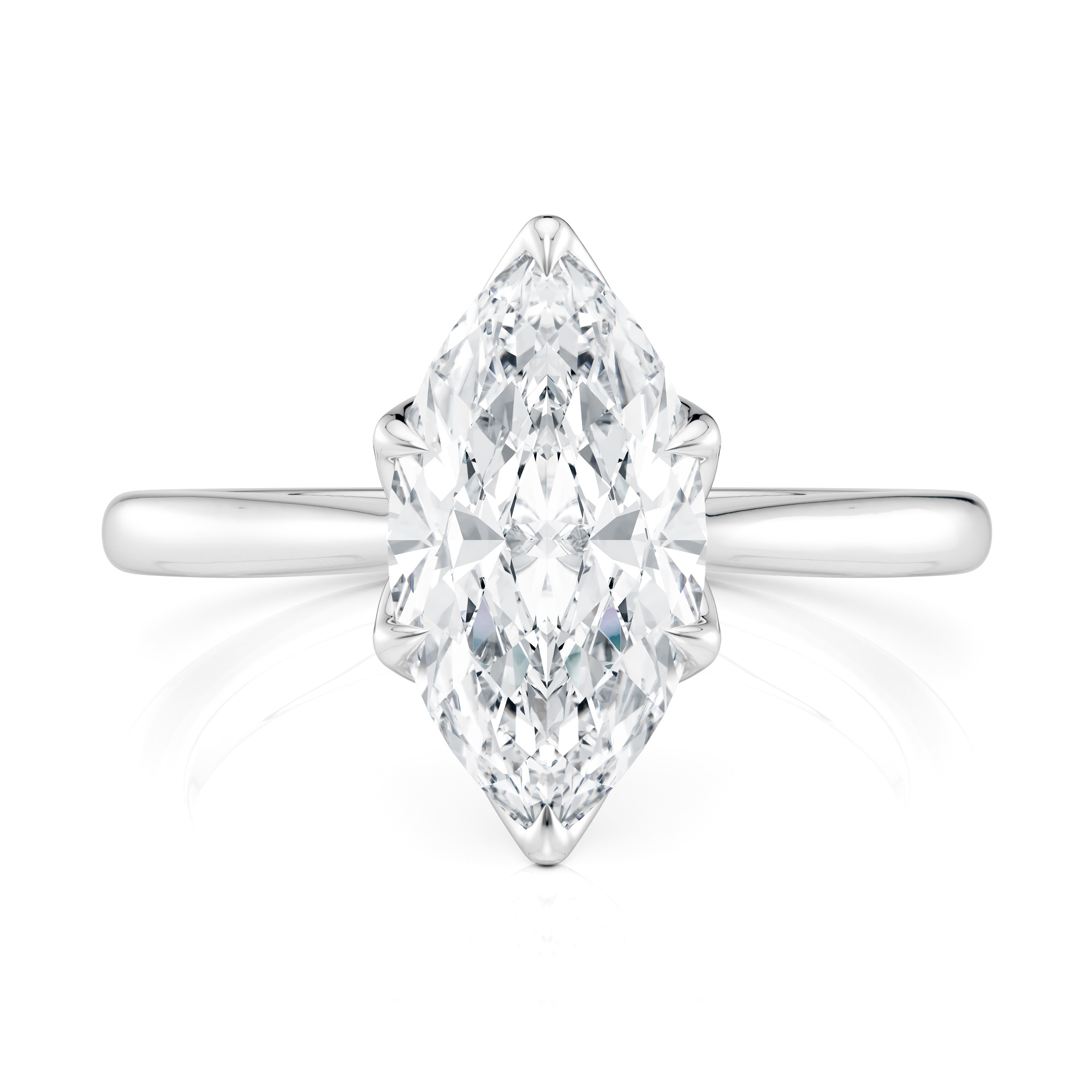 Platinum Gold Cathedral Tulip Marquise Solitaire